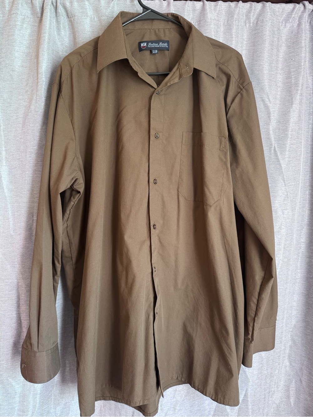 Men's Button-Up Long Sleeve Shirt in Olive Brown- brand fortino landi